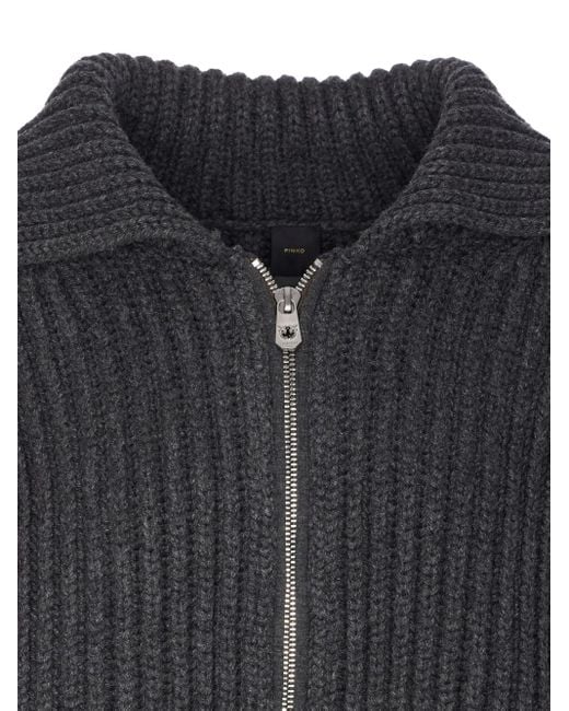 Pinko Black Gerippter Cardigan mit Kristallen