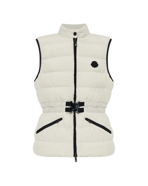 Moncler White Romantisme Belted Quilted Vest