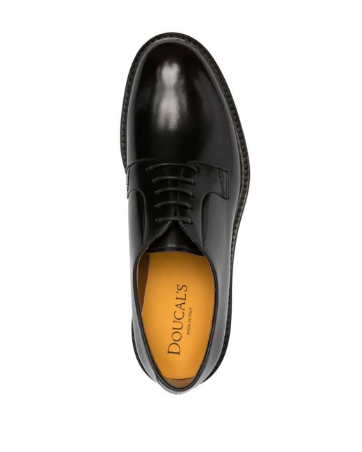 Doucal's Black Leather Derby Shoes for men