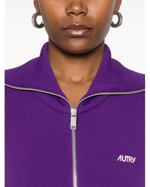 Autry Purple Knitted Track Jacket