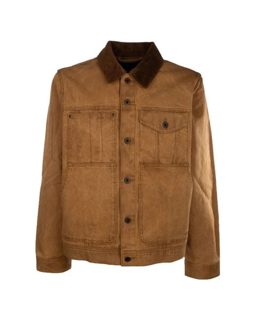 Filson Brown Corduroy-Collar Buttoned Jacket for men