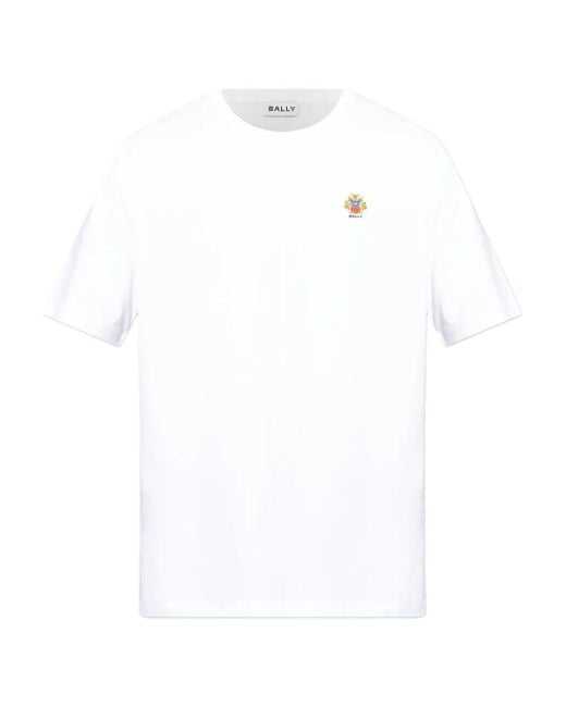 Bally White Crest-Embroidered T-Shirt for men