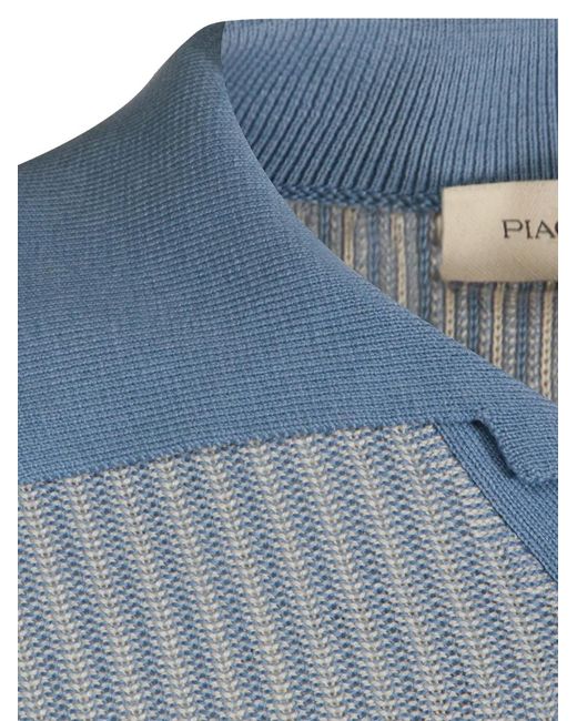 Piacenza Cashmere Blue Short-Sleeved Sweater for men