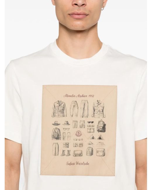 Moncler White Archive Graphic T-Shirt for men