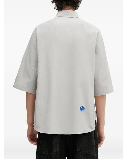 Adererror Gray Pleated Short-Sleeve Shirt