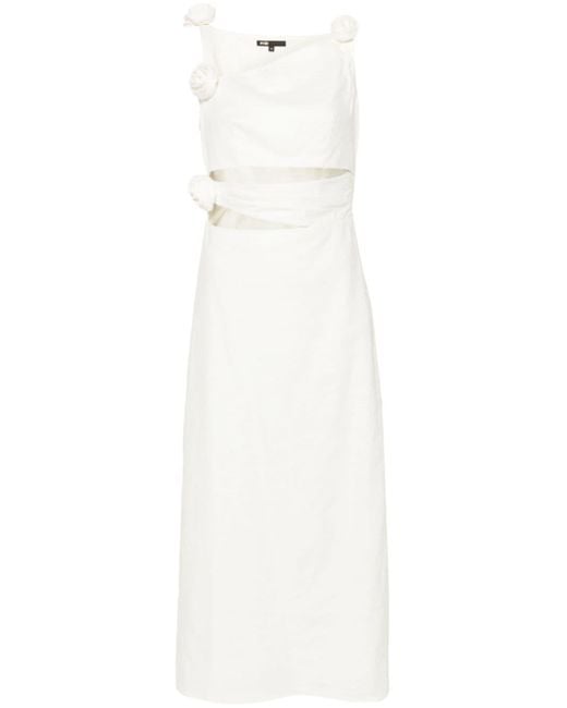 Maje White Floral-Appliqué Linen-Blend Dress