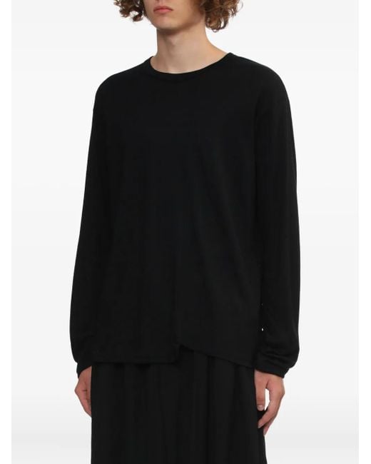 Yohji Yamamoto Black Long-Sleeve Wool T-Shirt for men