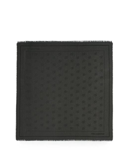 Karl Lagerfeld Black K/Autograph All-Over-Print Jacquard Scarf