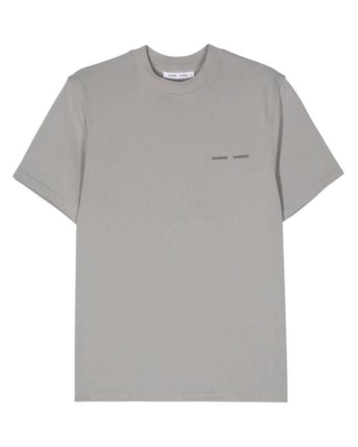 Samsøe & Samsøe Gray Norsbro Logo-print T-shirt for men