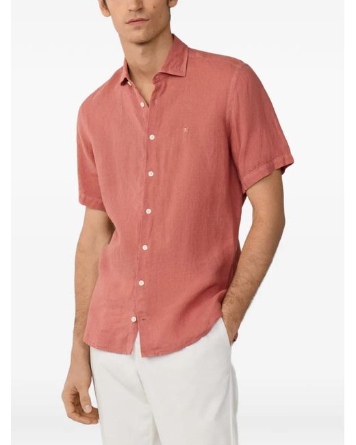 Hackett Red Garment-Dyed Linen Shirt for men