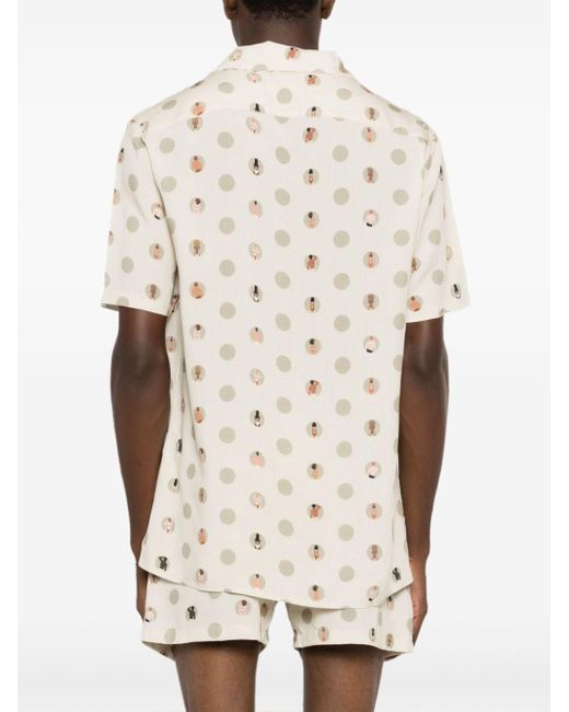 Amir Slama Natural Graphic-print Linen-blend Shirt for men