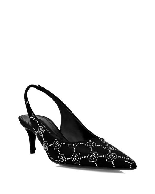 Philipp Plein Black 50Mm Monogram-Pattern Slingback Pumps
