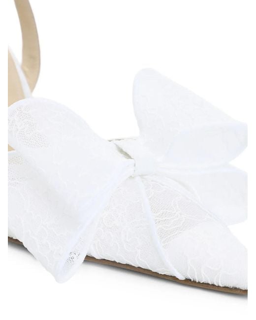 Mach & Mach White Bow Lace Pumps