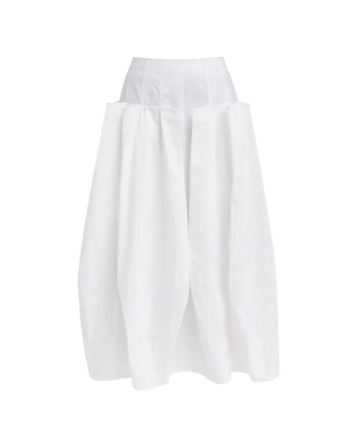 Tibi White Poplin Midi Skirt