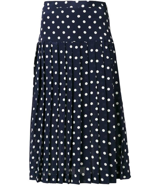 Alessandra Rich Blue Polka Dot Pleated Skirt