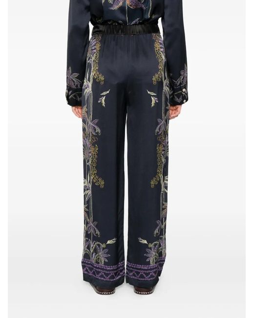 Forte_forte Gray Wide-Leg Trousers With Botanical Embroidery