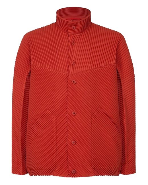 Issey Miyake Red Plissé Buttoned Jacket for men