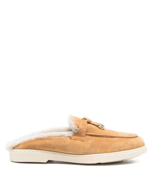 Doucal's Natural Mules Mit Pelzbesatz
