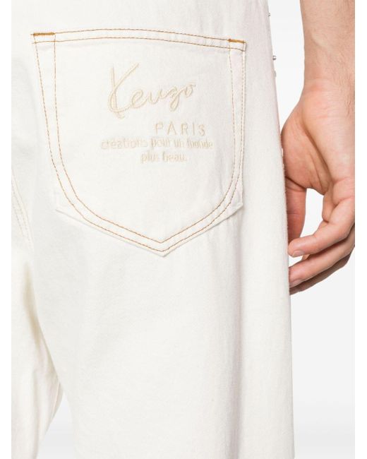 KENZO Gerade Asagao Cropped-Jeans in White für Herren
