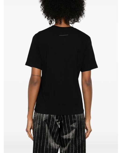 T-Shirt Logata di MM6 by Maison Martin Margiela in Black