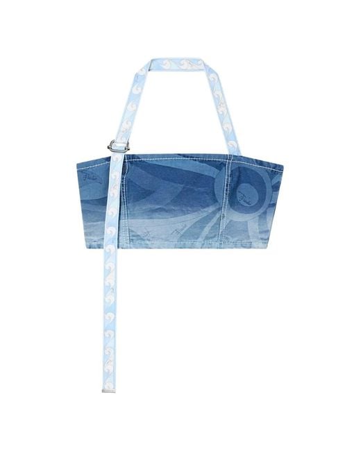 Emilio Pucci Blue Marmo Print Denim Top