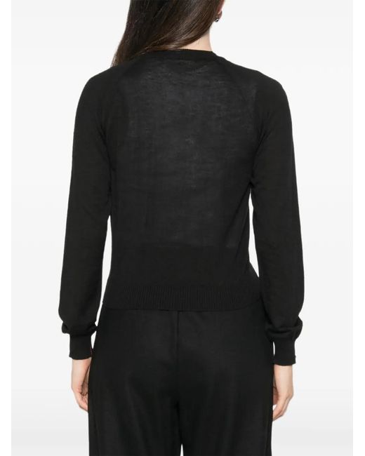 Liviana Conti White Raglan-Sleeve Ribbed-Trim Jumper