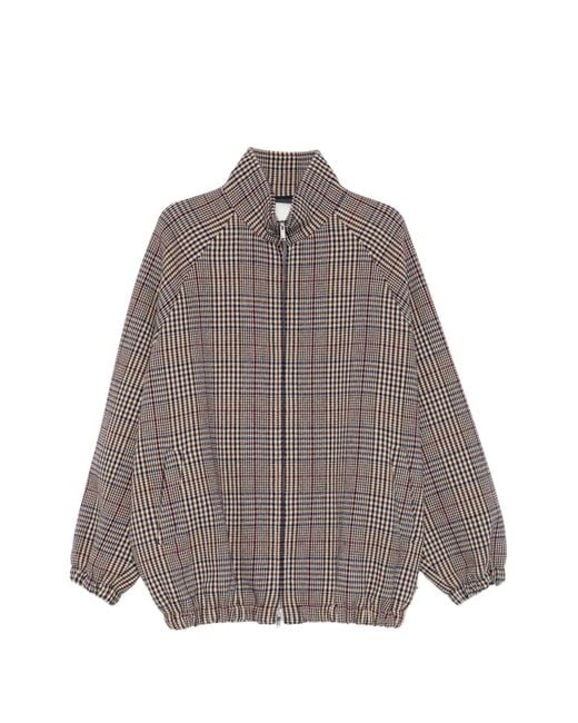 Frankie Shop Brown Check-Patterm Bomber Jacket