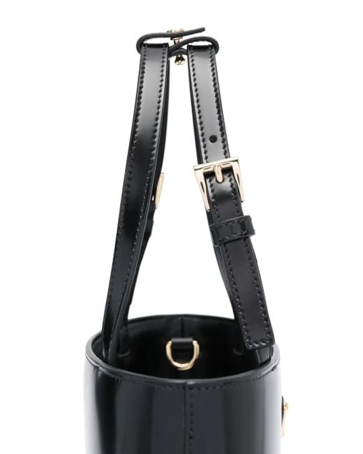 Prada Black Triangle Logo-Plaque Bucket Bag