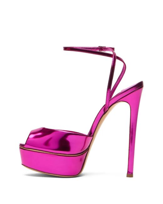 Casadei Pink Flora Heeled Pumps