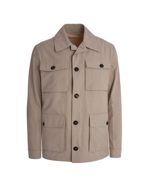 Pal Zileri Brown Buttoned Pocket Field Jacket for men