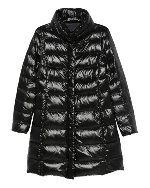 Fay Black Quilted Stand-Collar Coat