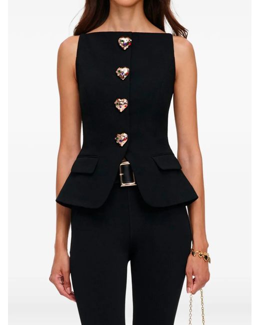 Self-Portrait Black Wool Crepe Top