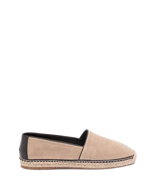 Brunello Cucinelli White Grained Calfskin Espadrilles With Piping for men
