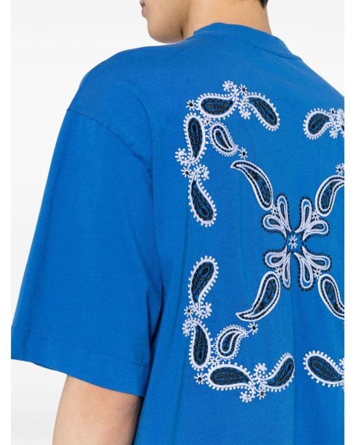 Off-White c/o Virgil Abloh Blue Bandana Arrow Cotton T-shirt for men