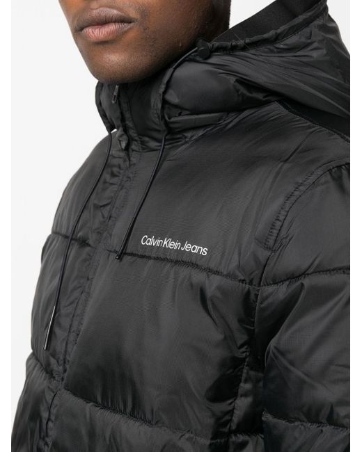 Plumífero con capucha Calvin Klein de Denim de color Negro para hombre |  Lyst