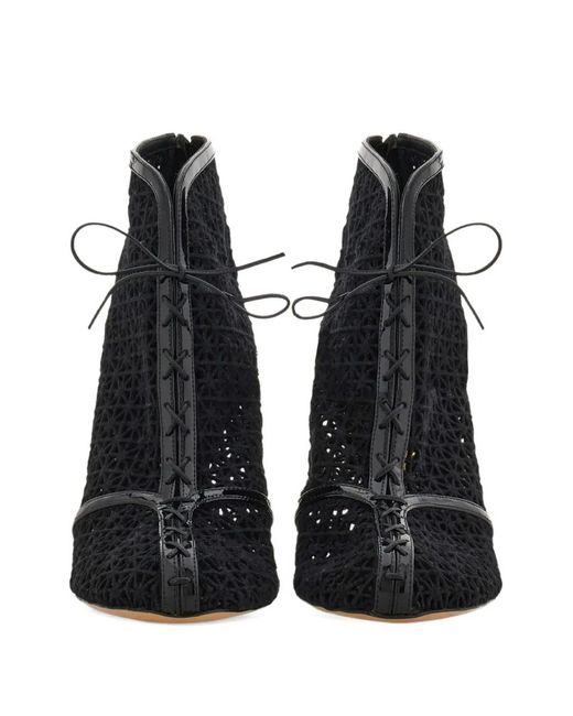 Ferragamo Black Macramé Ankle Boot