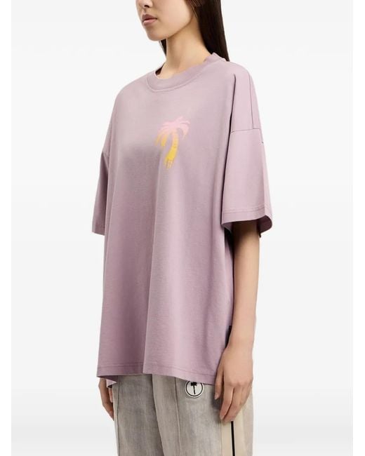 Palm Angels Pink Palm-Graphic T-Shirt