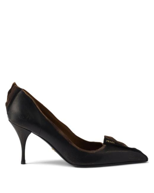 Escarpins En Cuir À Bout Pointu 85 Mm Prada en coloris Black