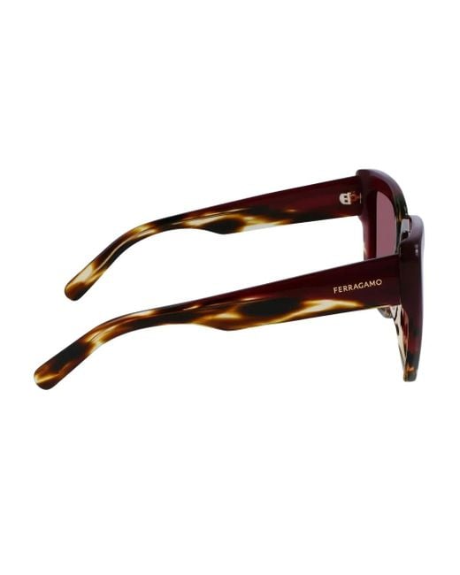 Ferragamo Eyewear トータスシェル スクエアサングラス Red