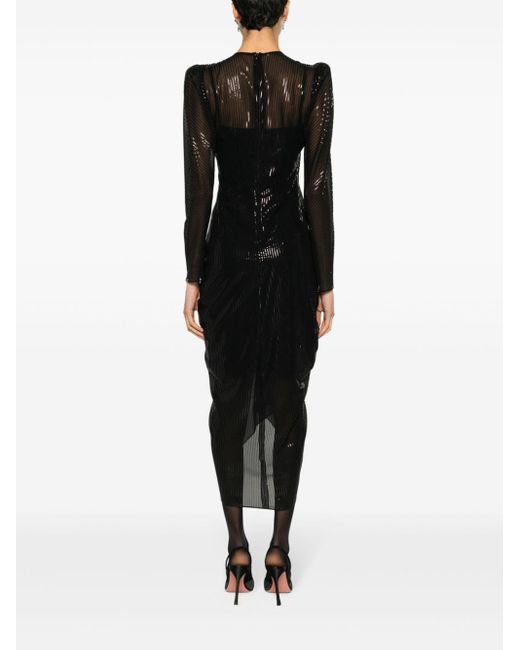Nissa Black Sequin-embellished Midi Dress