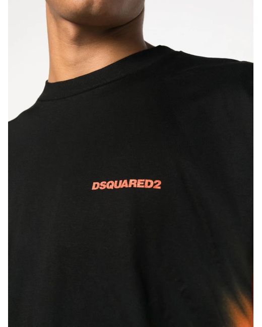 DSquared² Red Tie-Dye Logo-Print T-Shirt for men