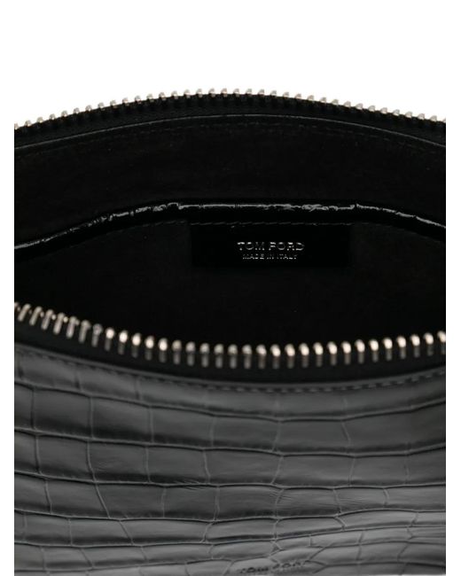 Bolso de mano con efecto de piel de cocodrilo Tom Ford de hombre de color Black
