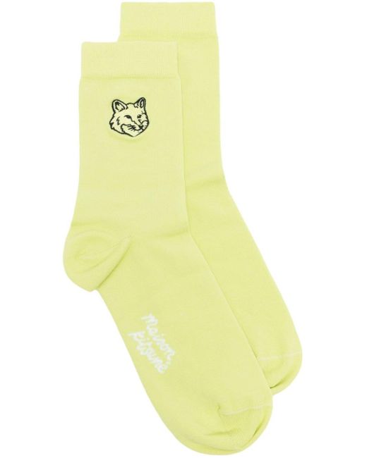 Maison Kitsuné Yellow Fox Head Cotton Socks for men