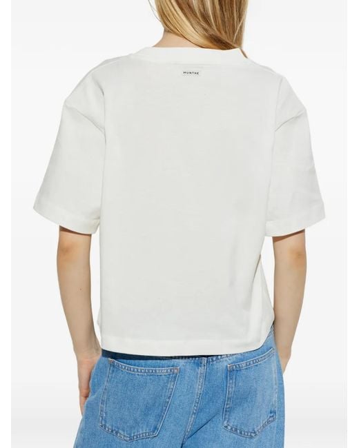 Munthe White Nellamy Broderie-Anglaise Cotton T-Shirt