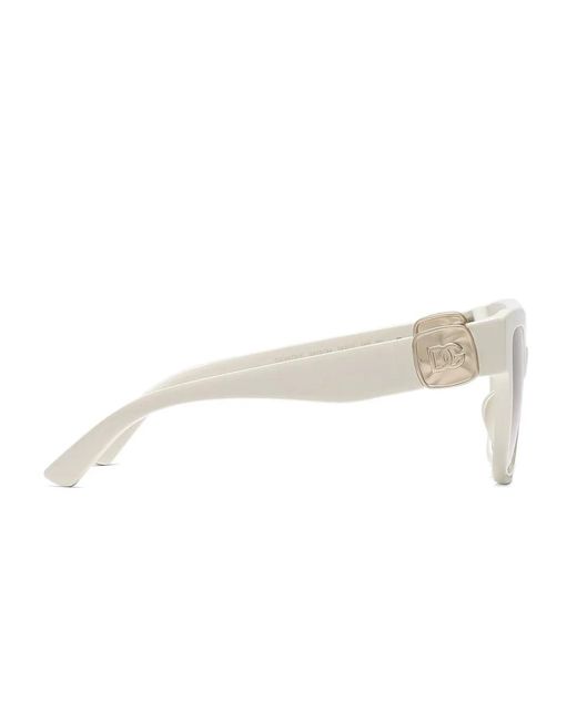 Dolce & Gabbana White Logo-Plaque Square-Frame Sunglasses