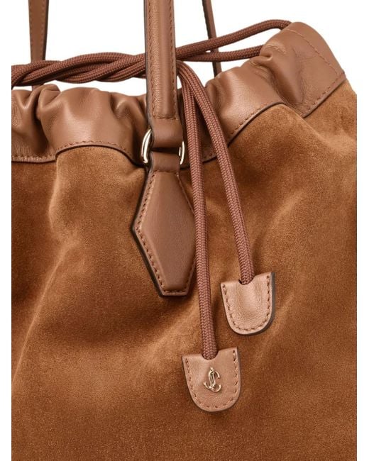 Jimmy Choo Brown Tote Bag Aus Wildleder Mit Kordelzug