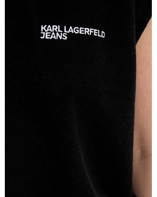 Karl Lagerfeld Black Logo-Print Drawstring Hoodie