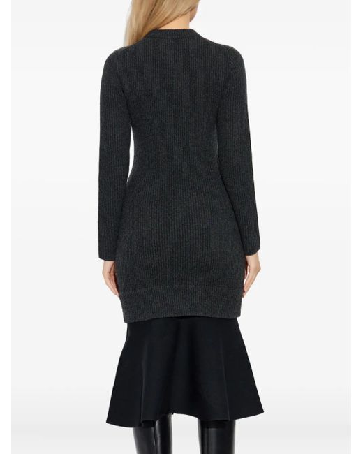 Alexander Wang Black Ribbed Long-Sleeves Midi Dress