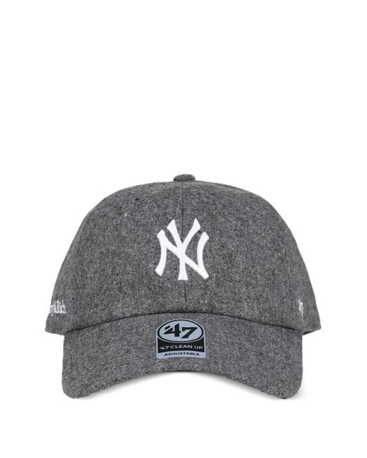 Sporty & Rich Gray Yankees Serif Wool-Blend Baseball Cap