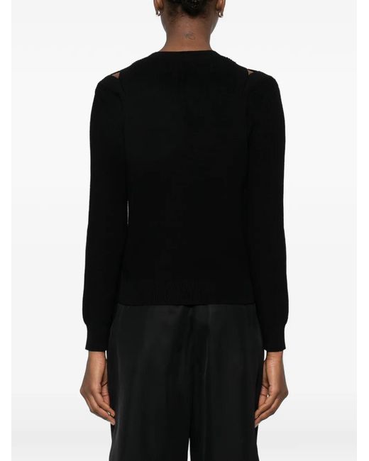 Elisabetta Franchi Black Cut-Out Long-Sleeve Sweater